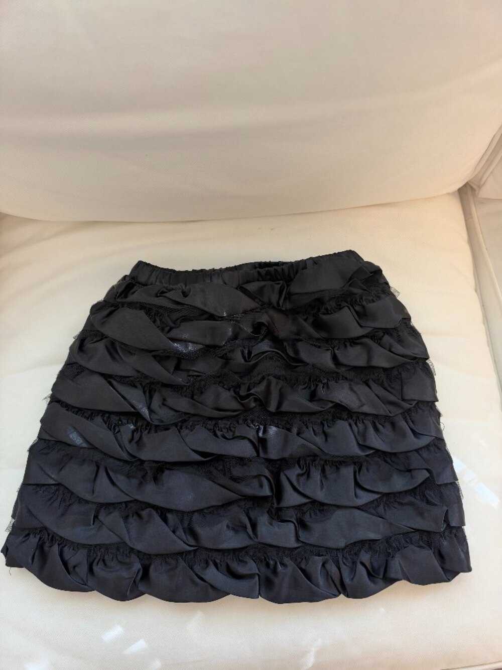 Hanna Andersson Girls Black Satin Ruffle Skirt Size 120 (6-7)